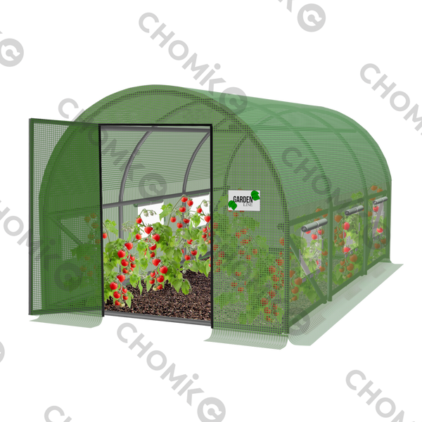 TUNEL OGRODOWY FOLIOWY 3 SEGMENTOWY 3 x 2 x 2 M ZIELONY Z DRZWIAMI NA ZAWIASIE *3941