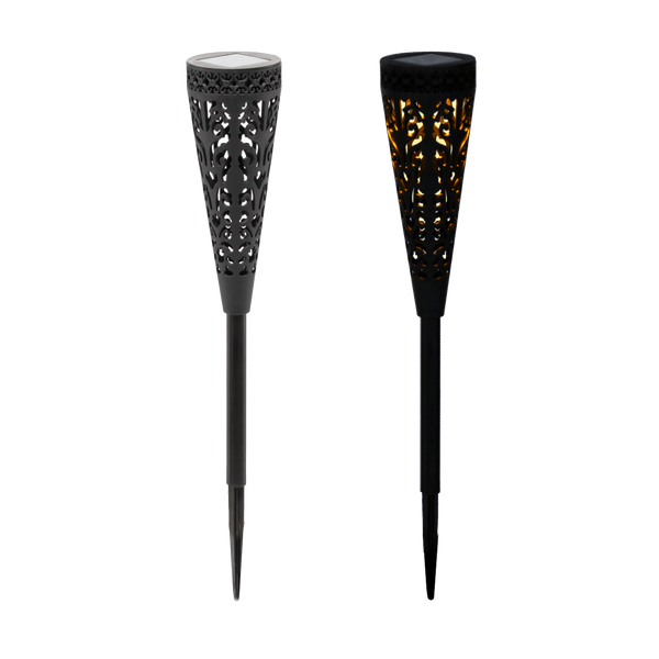 SOLAR LAMP HELIS 7 x 7 x 41 CM BLACK WARM WHITE disp=12pcs