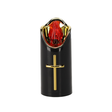 CANDELA LED RICO 12,5CM CU BATERII NEGRU+AUR FLACĂRA ROȘIE*7989