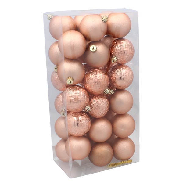 Set de 36 globuri de 6 cm în stil măsliniu/bronze/grafit mix de modele *7337