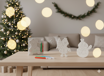 SET OF 3 CHRISTMAS DECORATIONS DIY + 4 MARKERS ASSORTED SNOWMAN/BEAR/SANTA CLAUS