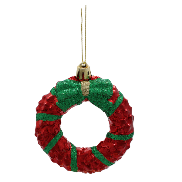 SET OF 6 CHRISTMAS TREE ORNAMENTS - WREATH / CHRISTMAS TREE 8CM pack=6sets