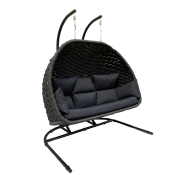 HANGING CHAIR TONDER - BLACK CHAIR, BLACK CUSHION, MATT BLACK FRAME
