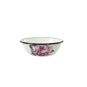 ENAMEL BOWL 0.6 L 16.5 CM WHITE PEONY LAURA