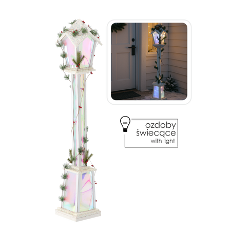 Vianočná biela LED lampáš 20 x 20 x 120 CM *5171