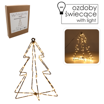 ŚWIĄTECZNA OZDOBA - CHOINKA LED 30 CM 95 L CIEPŁY BIAŁY NA BATERIE *0313