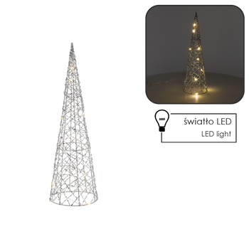 Vianočná ozdoba - LED kužeľový vianočný stromček 40 cm strieborný *6369