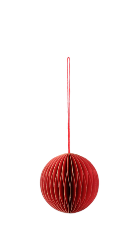SET OF 4 CHRISTMAS TREE PAPER BAUBLES 8 CM RED