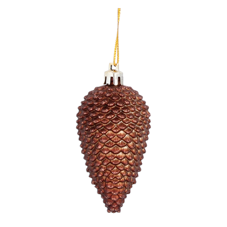 SADA 4 VÁNOČNÝCH OZDÔB - ŠIŠKY 9 CM ČERVENÉ, STRIEBORNÉ, ZLATÉ, HNEDÉ *9747