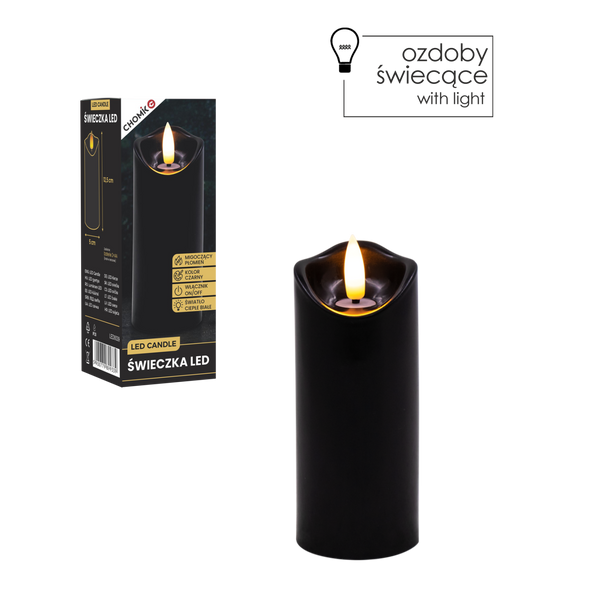LED CANDLE BLACK 5 X 12,5 CM