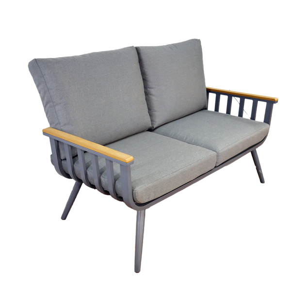 ZESTAW MEBLI ALUMINIOWYCH ( SOFA + 2 FOTELE + STOLIK ) SZARY + SZARE PODUSZKI *8151