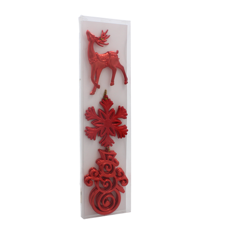 SET OF 3 CHRISTMAS TREE DECORATIONS ELK / SNOWFLAKE / SNOWMAN MIX