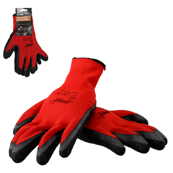 GARDEN GLOVES "10", POLYESTER WITH LATEX PACKET=12