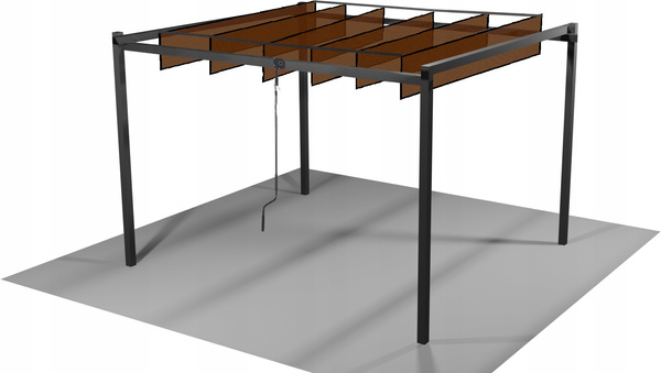 PERGOLA GARDEN WITH MOVABLE LOUVERS MADE OF POLYCARBONATE 3 X 3 M BROWN