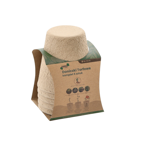 SET OF 5 PEAT POTS 10 X 10 CM