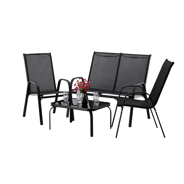 SET DE MOBILIER PENTRU GRĂDINĂ CU MASĂ - NEGRU*6397