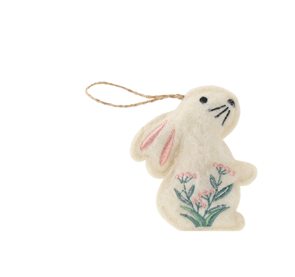 DECORAȚIUNE DE PAȘTE - PENDUL 6,5 x 9 CM IEPURAȘ ÎN FLORI MIX 4 MODELE ambalaj=12buc *9076