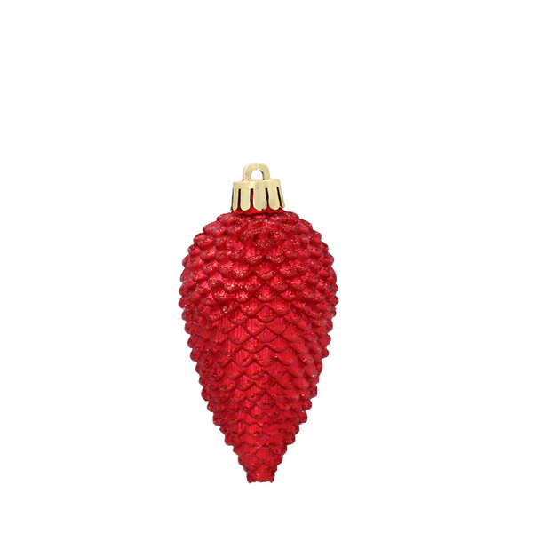 KPL. 4 DECORAȚIUNI PENTRU BRAZI CONE 8 CM ROȘU/STATIC/AURIE *3188