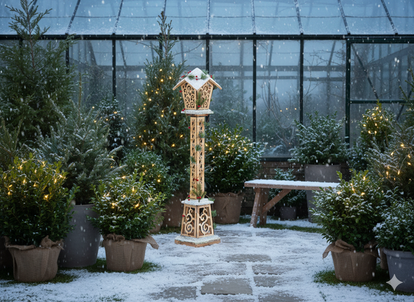 CHRISTMAS WOODEN BROWN LED LANTERN 18 x 18 x 100 CM