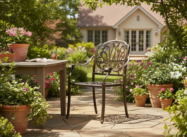 KRZESŁO ALUMINIOWE "HASTINGS" ANTYCZNY BRĄZ 65 x 64 x 92 CM