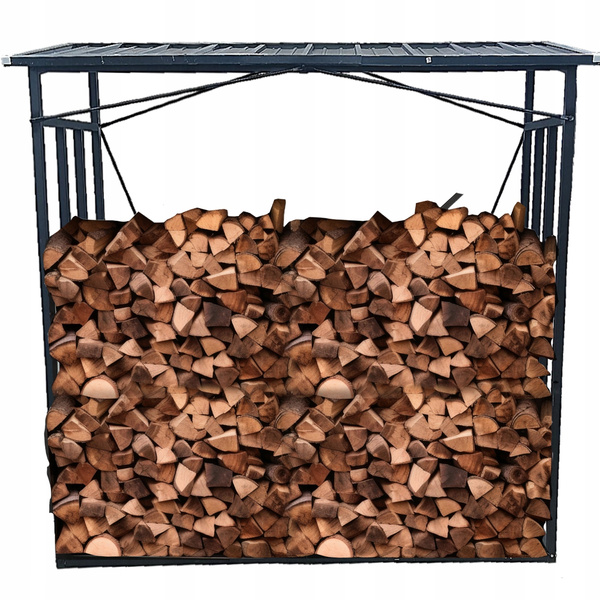 STOJAK METALOWY Z DASZKIEM NA DREWNO OPAŁOWE 185 cm x 70 cm x 185 cm