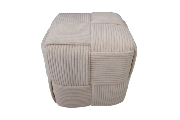 PUFA KOSTKA PLECIONA 40 X 40 X 40 CM KREMOWA *4194