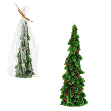 ŚWIECZKA 9.5 x 9.5 x 26.5 CM - CHOINKA Z JARZĘBINĄ opak=4szt *4369