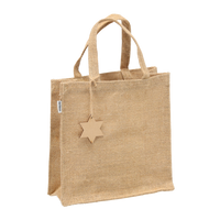 TAŠKA Z JUTY SO ZLATOU NIŤOU A ZÁVESOM 25 x 25 x 10 CM - PRÍRODNÁ bal=10ks *6851