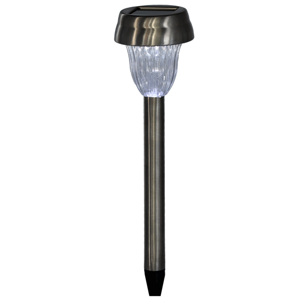 SOLÁRNA LAMPA MINO 7,5 x 7,5 x 36 CM STRIEBORNÁ ZIMNÁ BIELA disp=12ks *4276