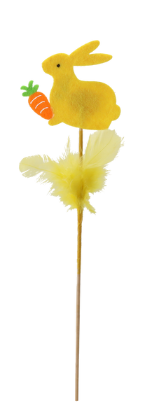 DECORAȚIUNE DE PAȘTE PE PICIOR - IEPURE ÎN PENE 29 CM MIX 4 CULORI pachet=12 buc *9540