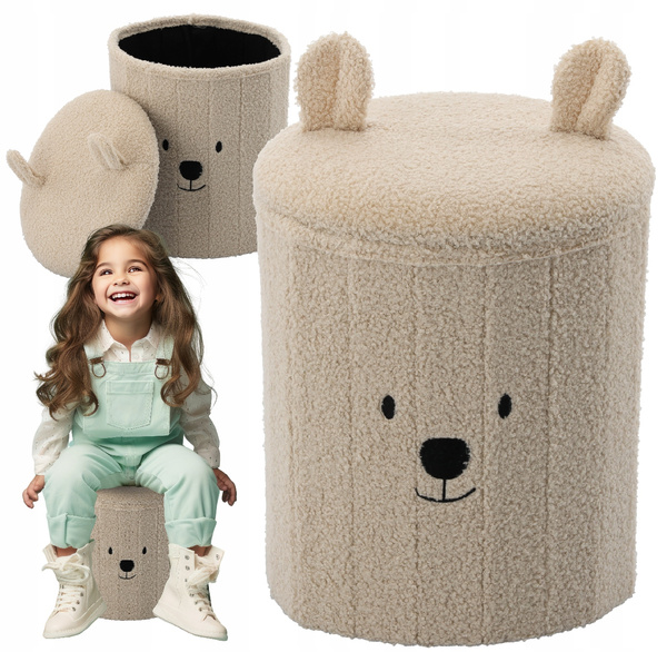 SKŁADANA PUFA ZE SCHOWKIEM 28 x 28 x 34 CM JASNY BEŻ *4250