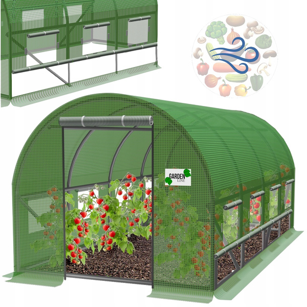 TUNEL OGRODOWY FOLIOWY 4 SEGMENTOWY 6 x 3 x 2 M ZIELONY Z OPCJĄ DODATKOWEJ WENTYLACJI