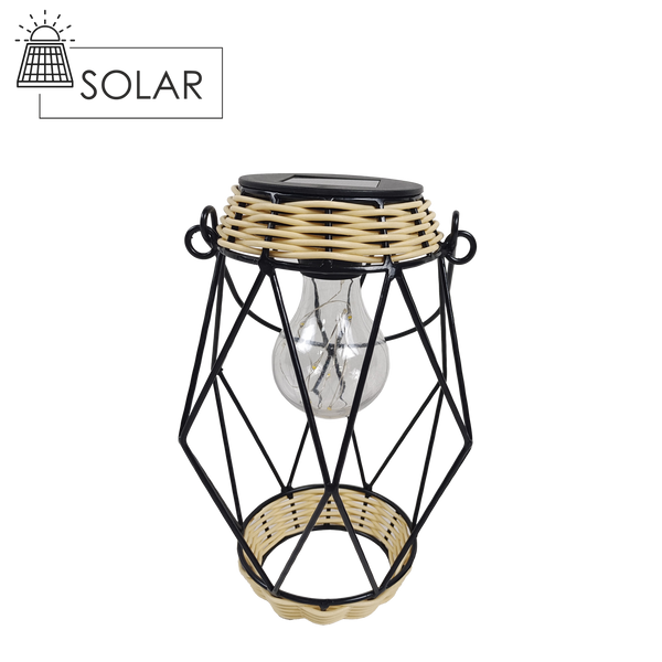 LAMPION SOLAR METALIC NEGRU 22 CM LED *5924