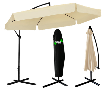 GARDEN UMBRELLA 3 M BEIGE "BANANA" WITH COVER