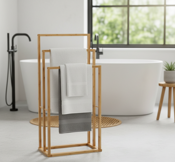 STOJAK NA RĘCZNIKI BAMBUSOWY 3 POZIOMY 42 x 24 x 82 CM *6552