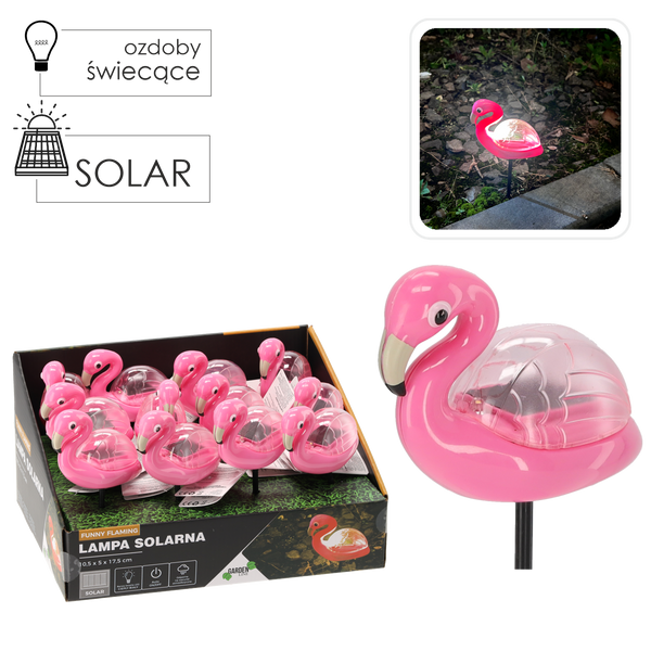 SOLÁRNÍ LAMPA VESNICKÝ FLAMINGO 10,5 x 5 x 17,5 CM TEPLÁ BÍLÁ disp=12ks *5684