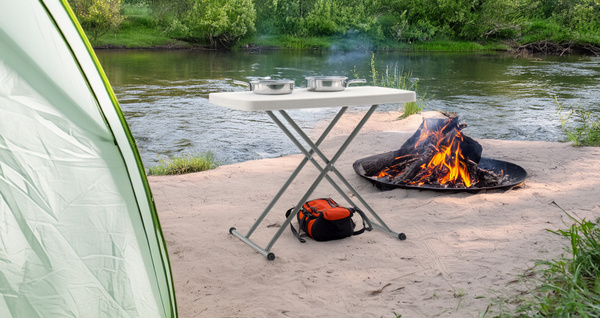 FOLDING CAMPING TABLE 76,5 X 49,5 X 36-71,5 CM WHITE