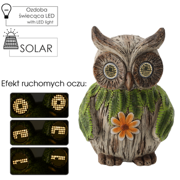 ZAHRADNÍ FIGURKA - SOVA SE SVÍTÍCÍMI OČIMA 22 x 20,5 x 33 CM LED *7256