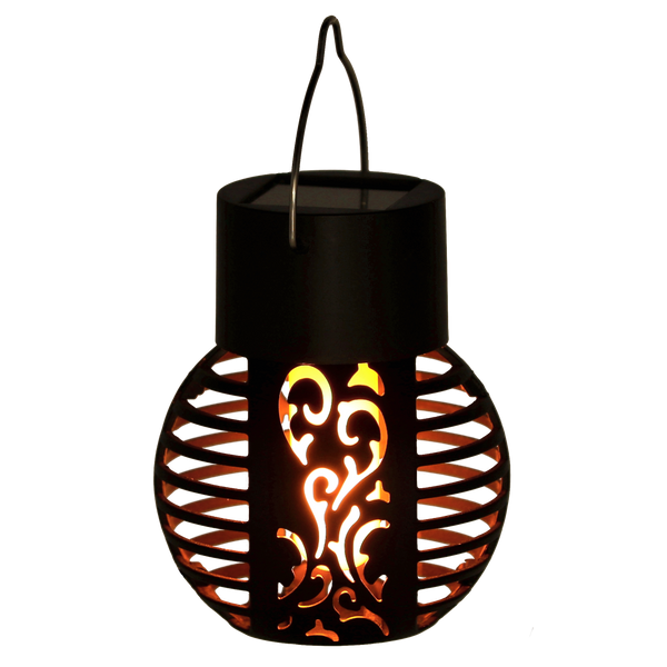 SOLAR LAMP FLAME 7 x 7 x 9 CM BLACK WARM WHITE disp=12pcs