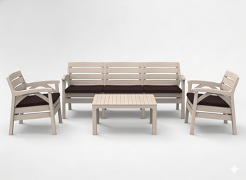 CAPPUCCINO GARDEN FURNITURE SET "SANTANA" (2x CHAIR, 3-PERSON BENCH) *8670