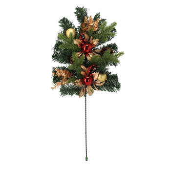 OZDOBA BOŻONARODZENIOWA - GAŁĄZKA 60 CM CZERWONO-ZŁOTA *2408