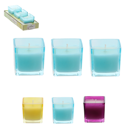 SET DE 3 CANDLE DECORATIVE CITRONELLA "ELIS" 5 X 5 CM MIX CULOARE *7447