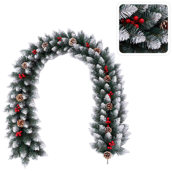 CHRISTMAS DECORATION - SNOWED GARLAND 2 M  WITH ROWAN BERRIES AND CONES