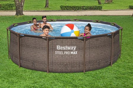 PISCINA RATTAN ÎN AER 3,66 X 1 M (PISCINĂ, POMPĂ DE FILTRARE, SCARA) *6558 *6211
