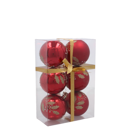 SET DE 6 BILE ROȘII PENTRU CRĂCIUN DE 7 CM MIX DE MODELE *6451