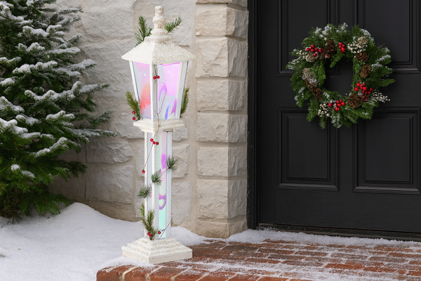 LANTERNĂ DE CRĂCIUN ALBĂ LED 19 x 19 x 85 CM *5188