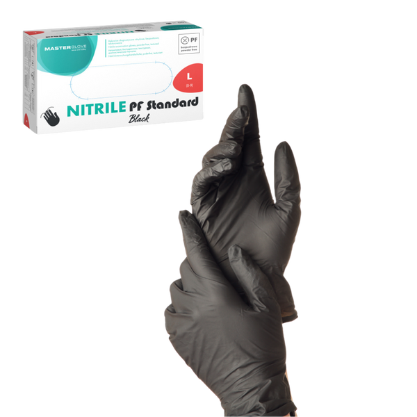 BLACK NITRILE GLOVES SIZE L 100PCS