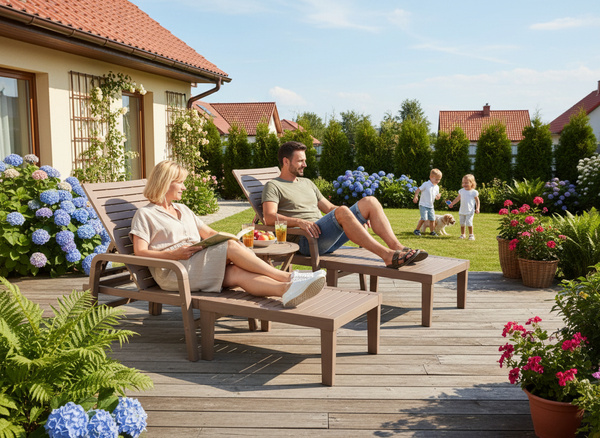 LEŻAK OGRODOWY 192X66X33CM JASNY BRĄZ