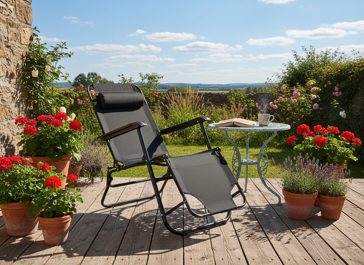 LEŻAK OGRODOWY SKŁADANY Z ZAGŁÓWKIEM CZARNY  *7838 pol_pl_LEZAK-OGRODOWY-SKLADANY-Z-ZAGLOWKIEM-CZARNY-7838-124_4