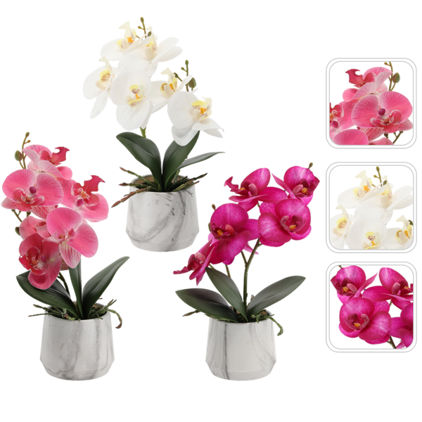 UMĚLÁ KVĚTINA - ORCHIDEJ MIX 3 BARVY 28 CM balení=25 ks *2981